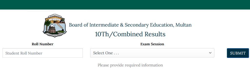 BISE Multan Board 10th Class Result 2024 Check By Name