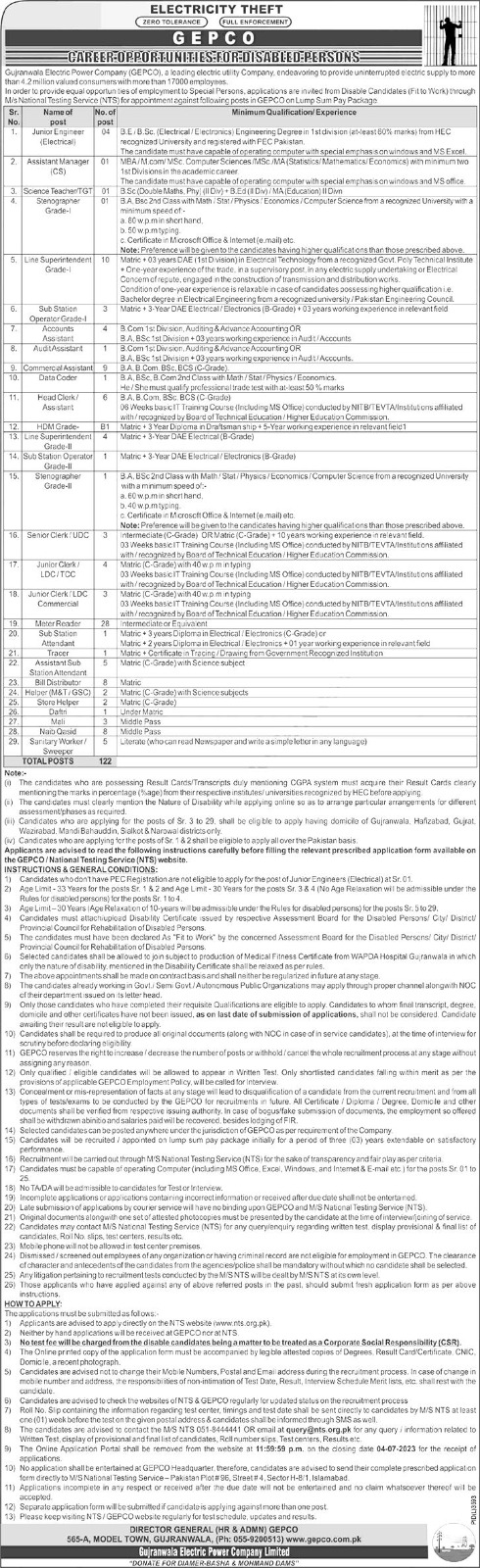 GEPCO Jobs 2024 NTS Online Apply Last Date 