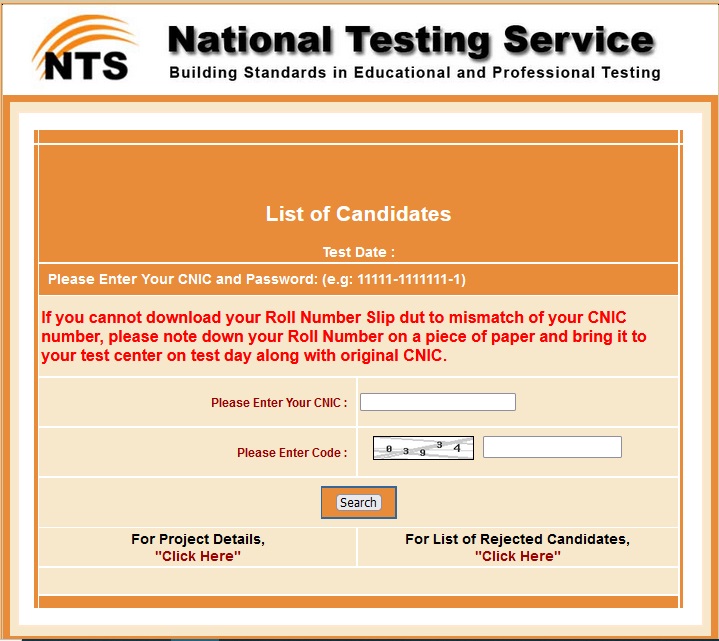 Healthcare Department Punjab Jobs NTS Test Roll No Slip 2024 