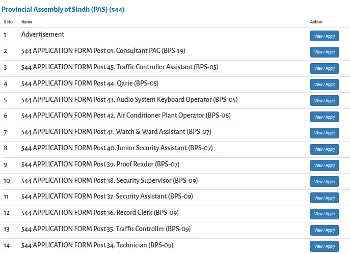 Provincial Assembly Sindh Jobs 2024 Apply Online