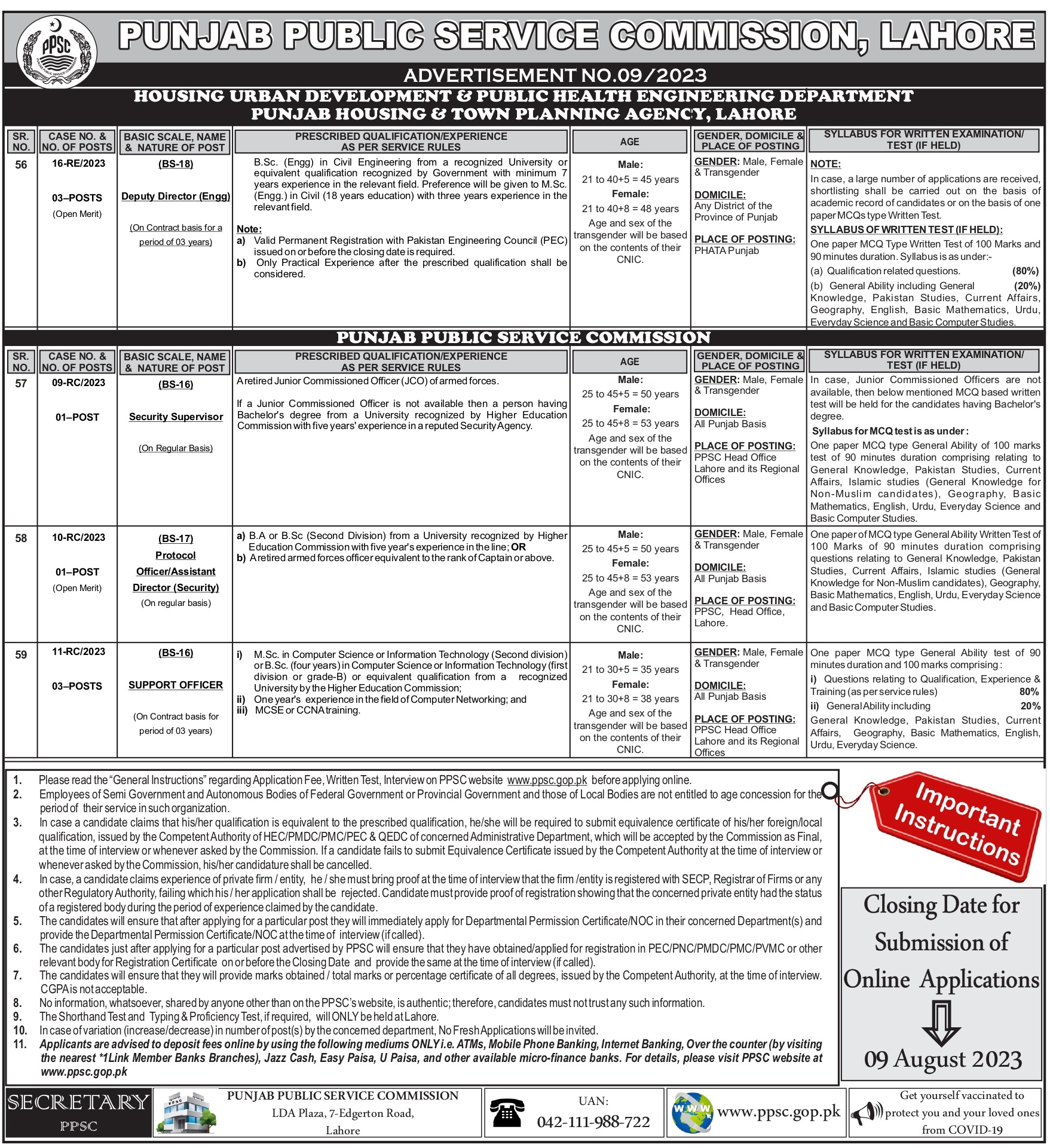 Latest Jobs in PPSC 2024 Apply Online